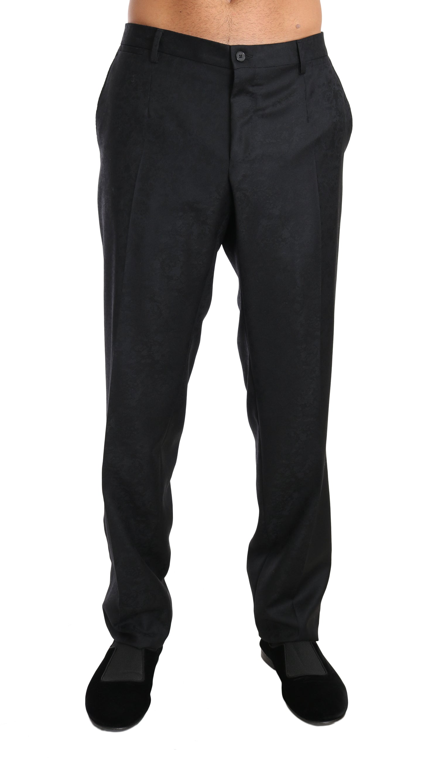 Dolce &amp; Gabbana Elegant Gray Patterned Formal Pants