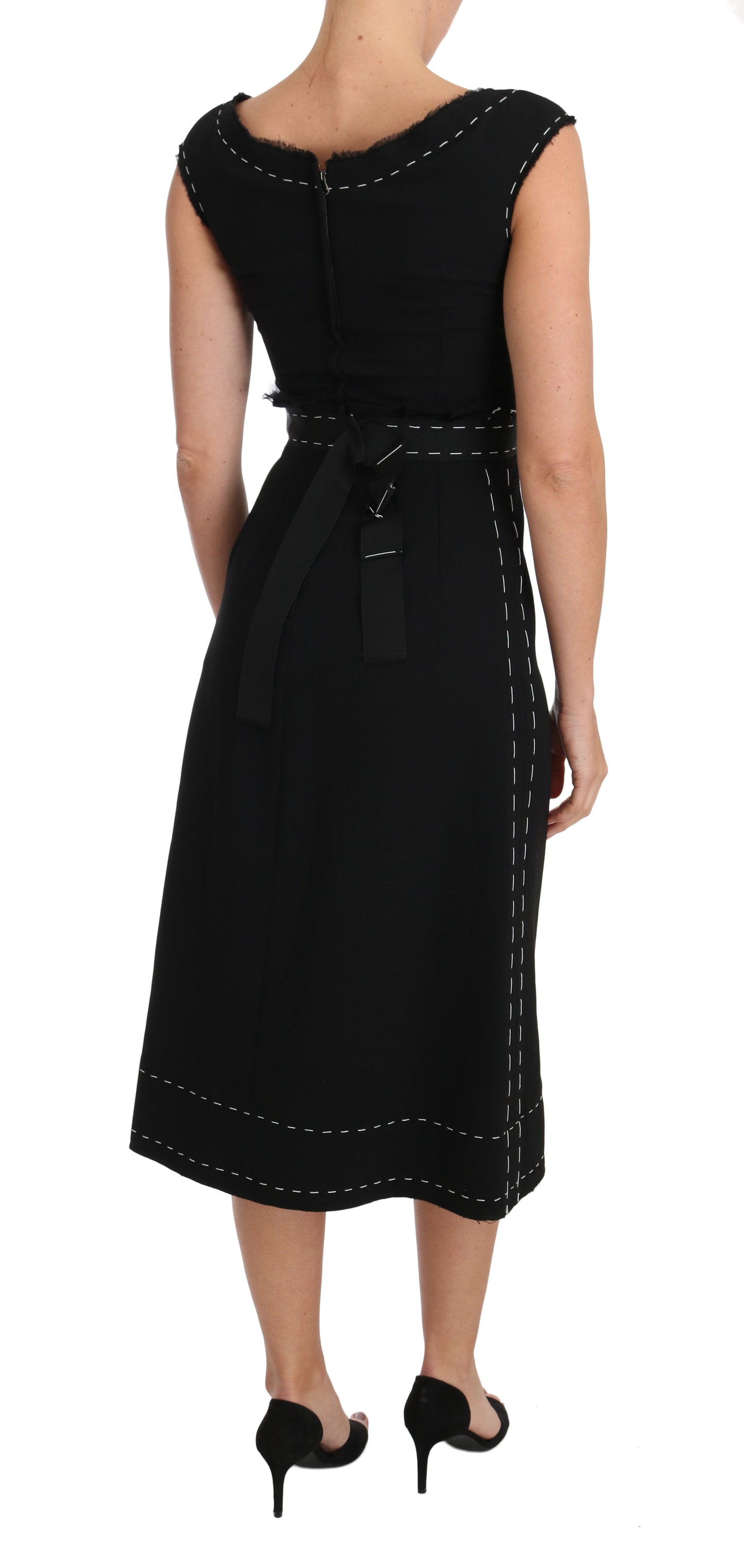 Dolce &amp; Gabbana Elegant Black Wool Sheath Dress