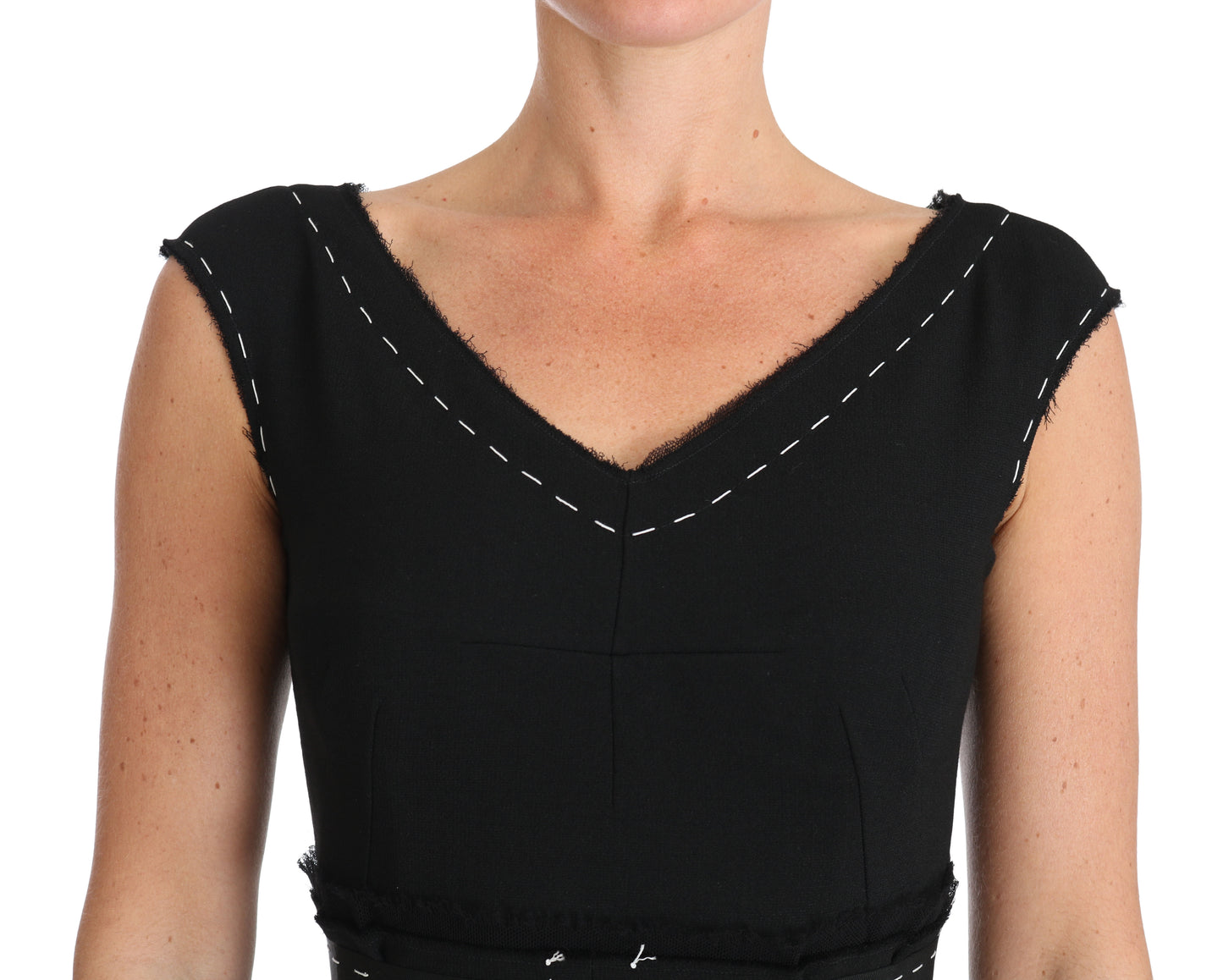 Dolce &amp; Gabbana Elegant Black Wool Sheath Dress