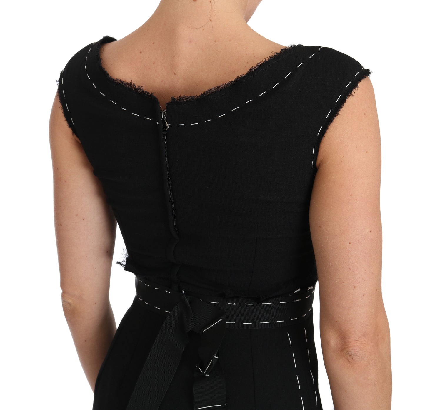 Dolce &amp; Gabbana Elegant Black Wool Sheath Dress