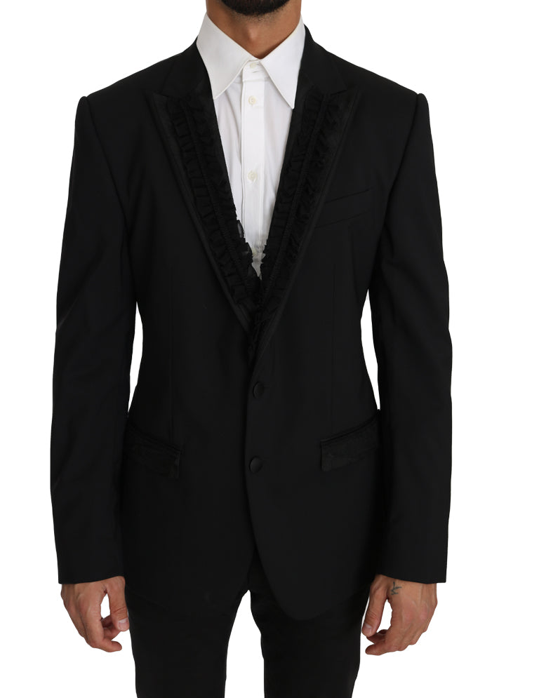 Dolce & Gabbana Elegante Schwarze Slim Fit Martini Blazer Jacke