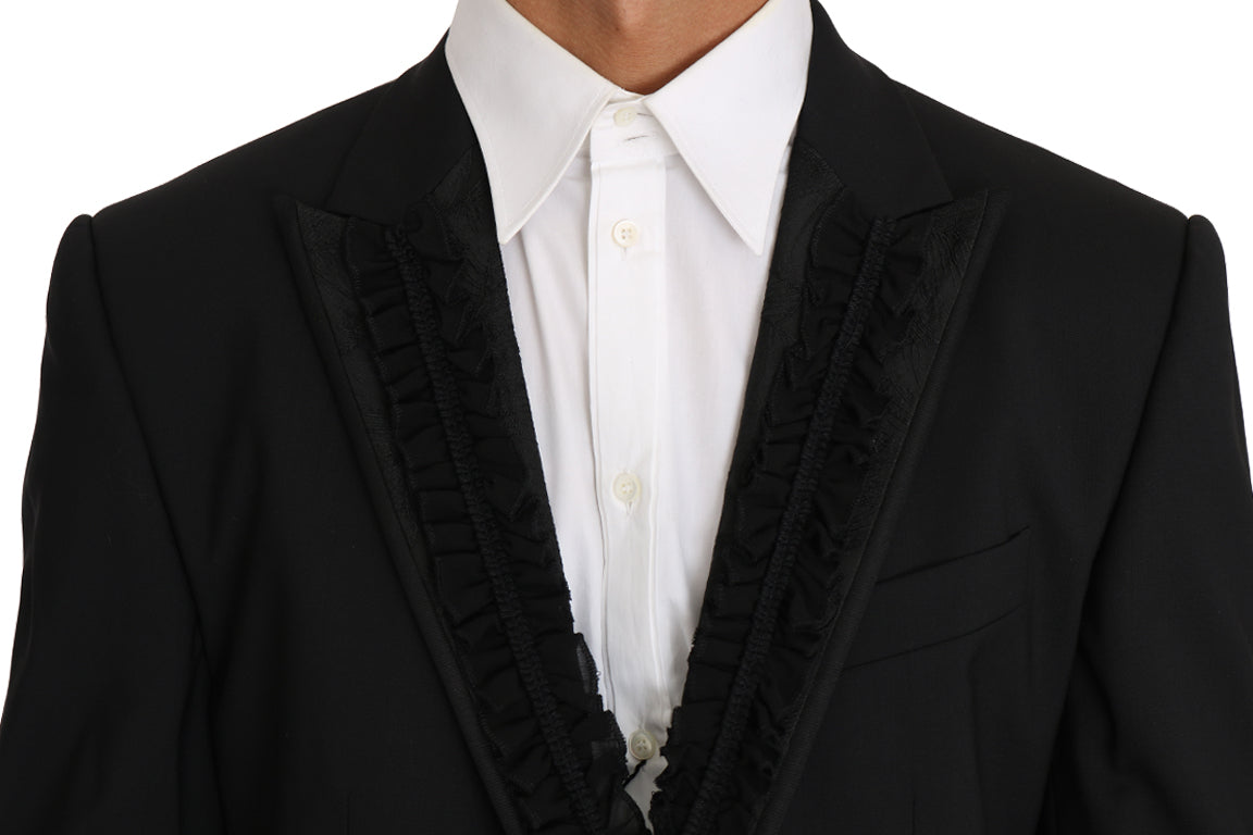 Dolce & Gabbana Elegante Schwarze Slim Fit Martini Blazer Jacke