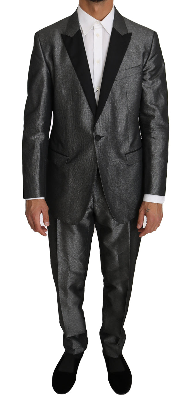 Dolce &amp; Gabbana Elegant grey patterned martini suit