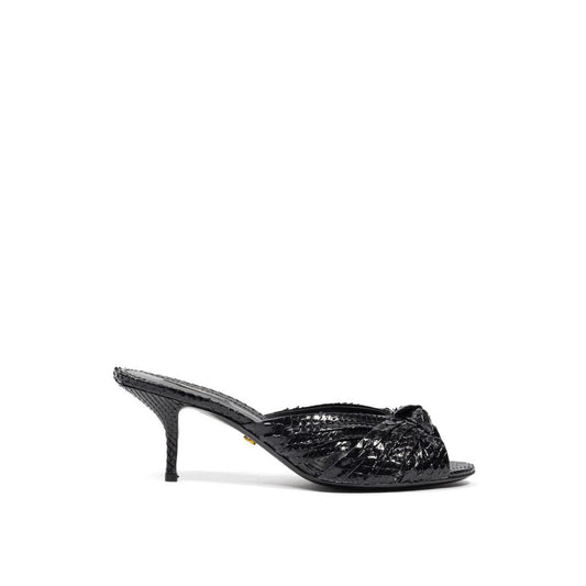 Dolce &amp; Gabbana Black Leather Di Pitone Sandal