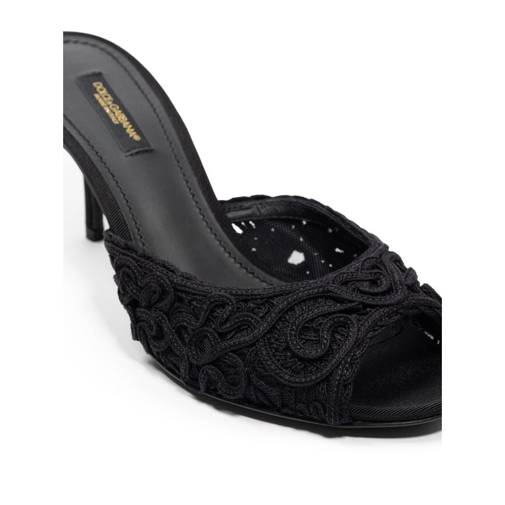 Dolce & Gabbana Schwarze Baumwollsandale