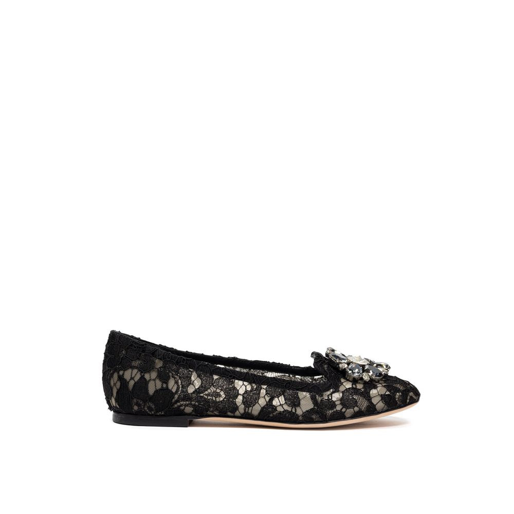 Dolce & Gabbana Schwarzer Viskose-Flachschuh