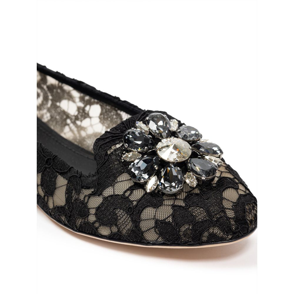 Dolce & Gabbana Schwarzer Viskose-Flachschuh