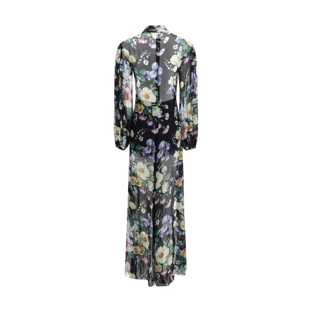 Dolce & Gabbana Langes Blumen Chiffon Kleid