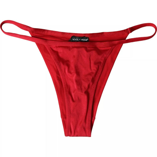 Dolce & Gabbana Rotes Nylon Stretch Bademode Badeanzug Unterteil Bikini