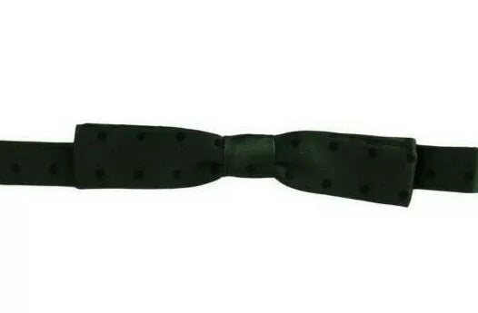 Dolce &amp; Gabbana Green Dotted Silk Adjustable Neck Bow Tie