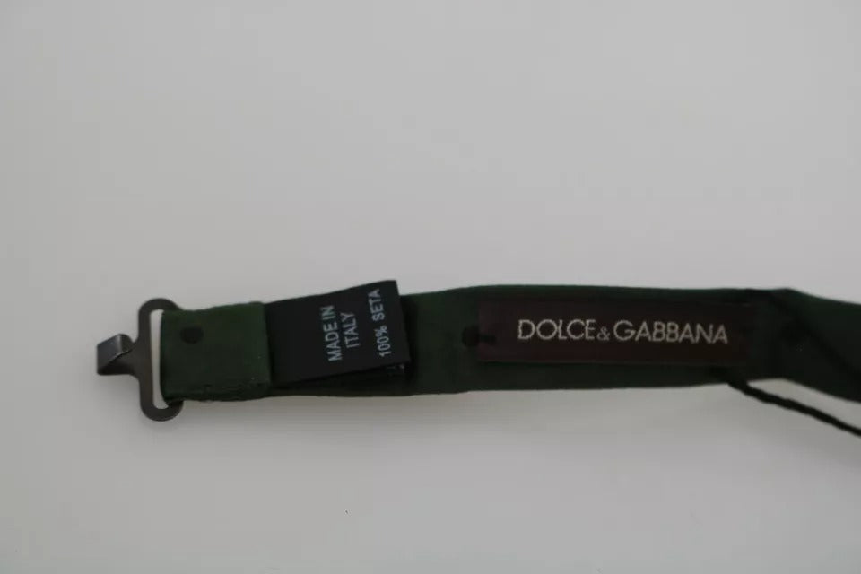 Dolce & Gabbana Green Dotted Silk Adjustable Neck Bow Tie