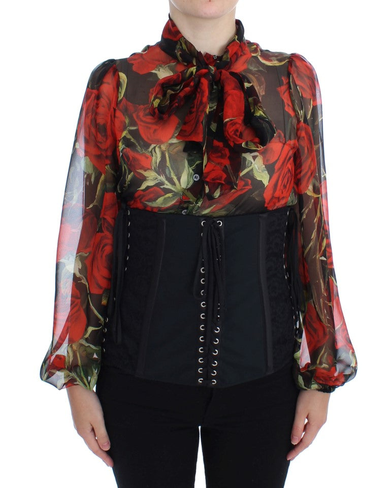 Dolce &amp; Gabbana Elegant black corset belt in floral brocade