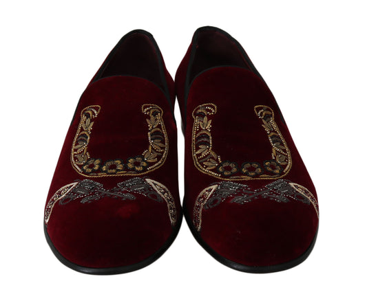 Miesten Dolce &amp; Gabbana Bordeaux Velvet Sequin -loaferit