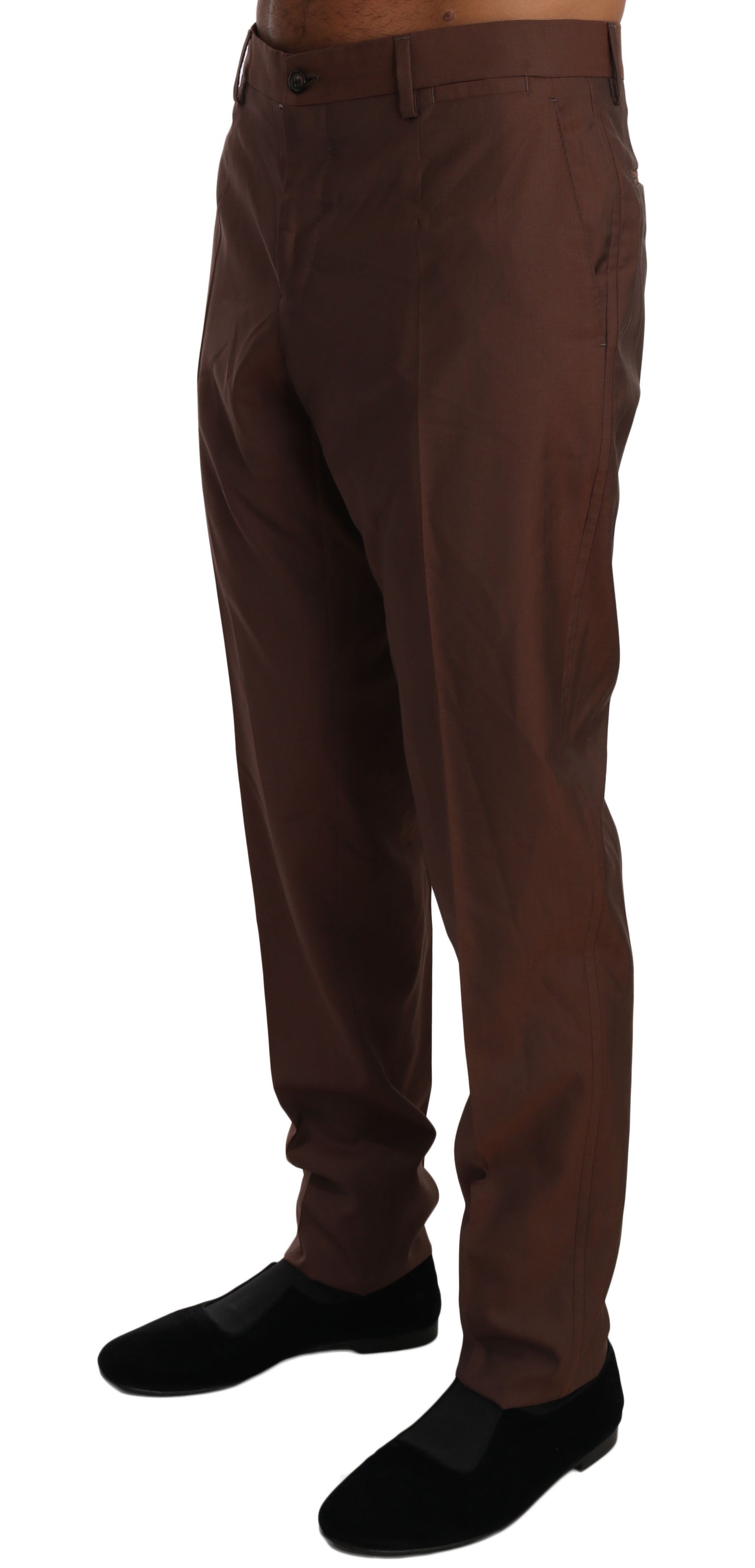 Dolce &amp; Gabbana Elegant brown formal trousers in wool and silk