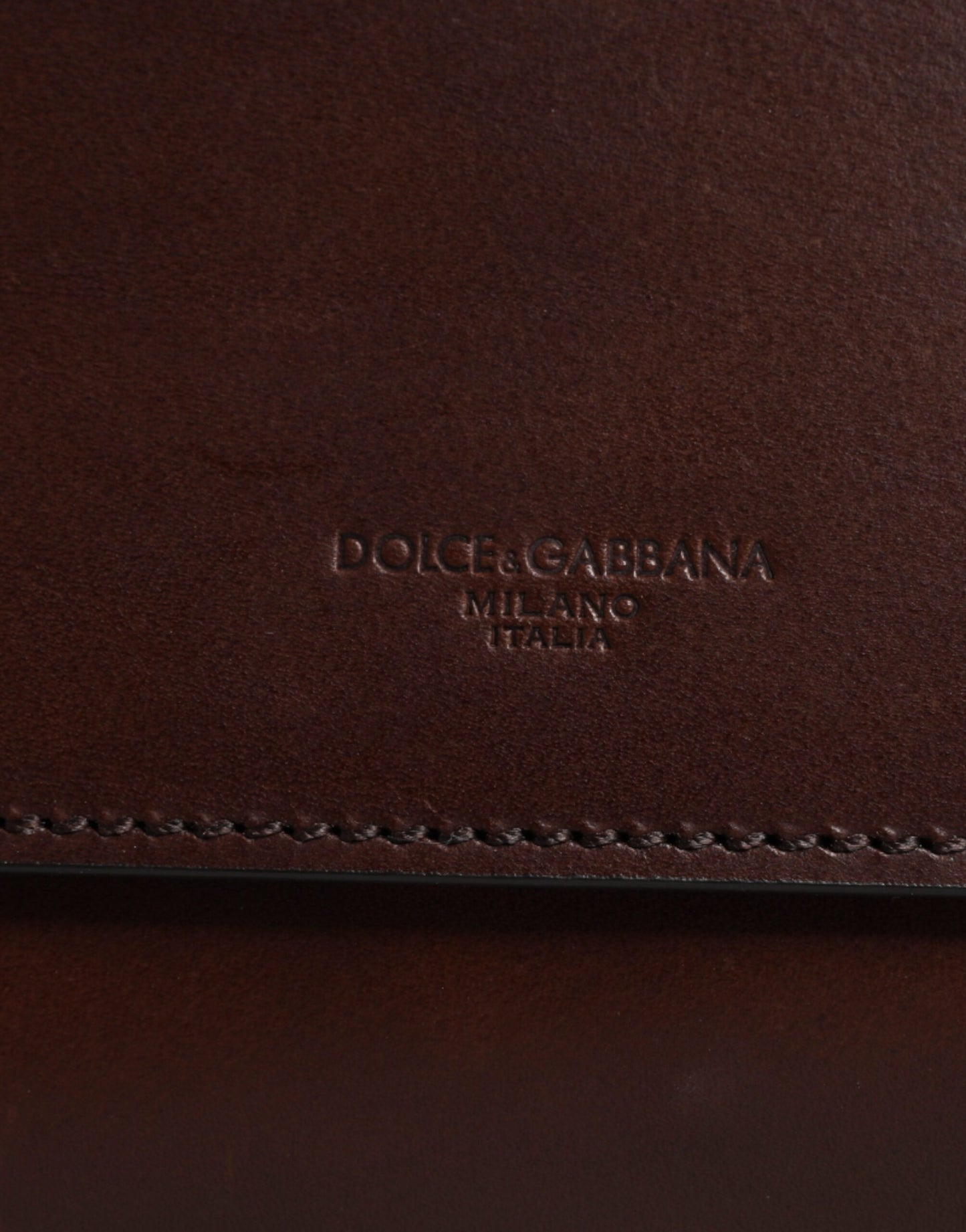 Dolce & Gabbana Brown Leather Logo Embossed Crossbody Bag