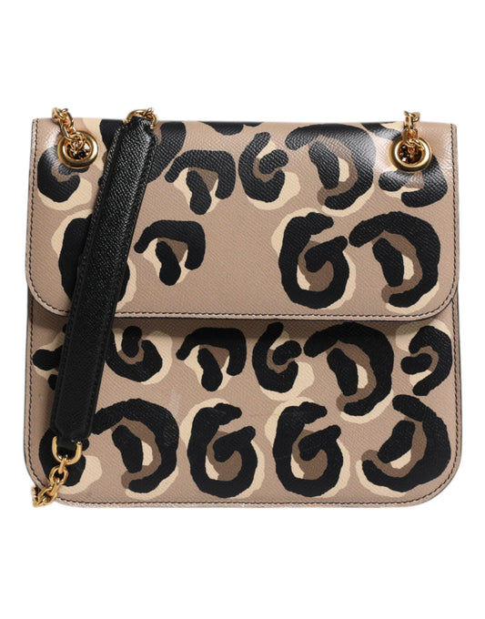 Dolce &amp; Gabbana beige DG Leopard Pattern nahkainen Crossbody laukku