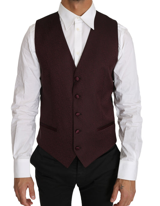 Dolce &amp; Gabbana Elegant purple patterned men's vest for the official occasion