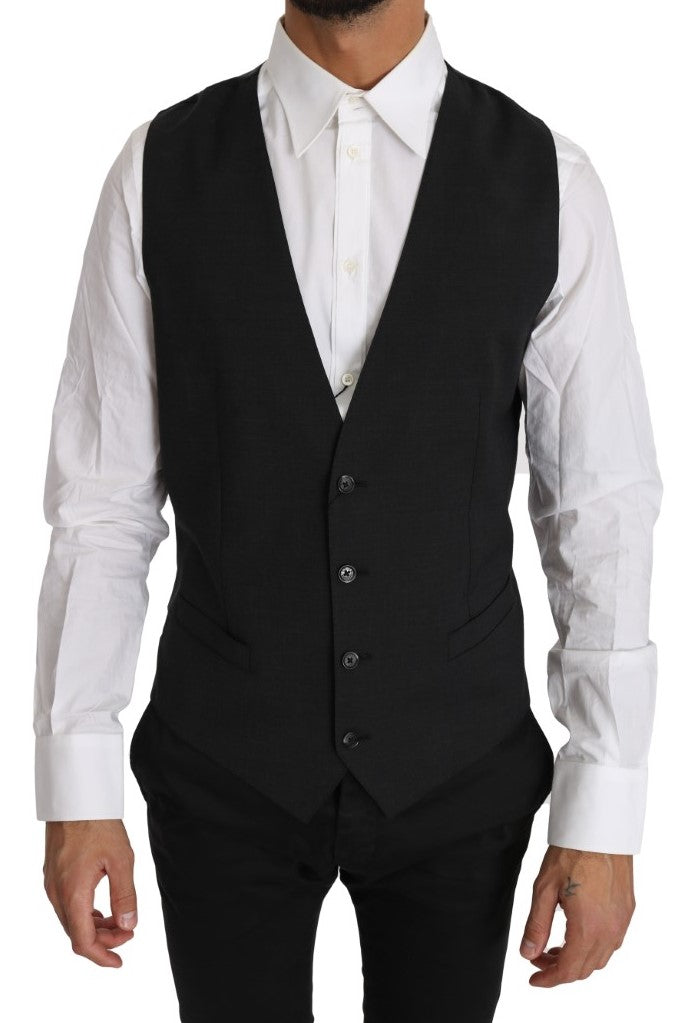 Dolce &amp; Gabbana Elegant slim fit vest in grey wool