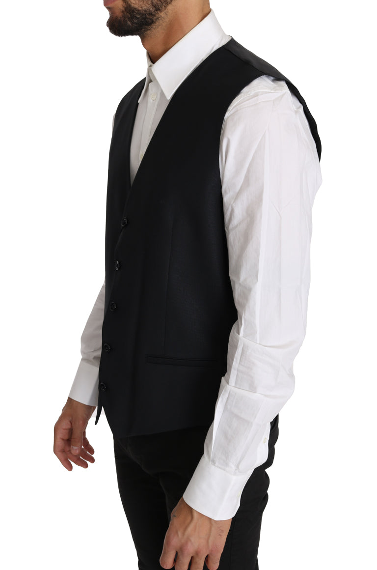 Dolce &amp; Gabbana Elegant grey slim-fit wool and silk vest