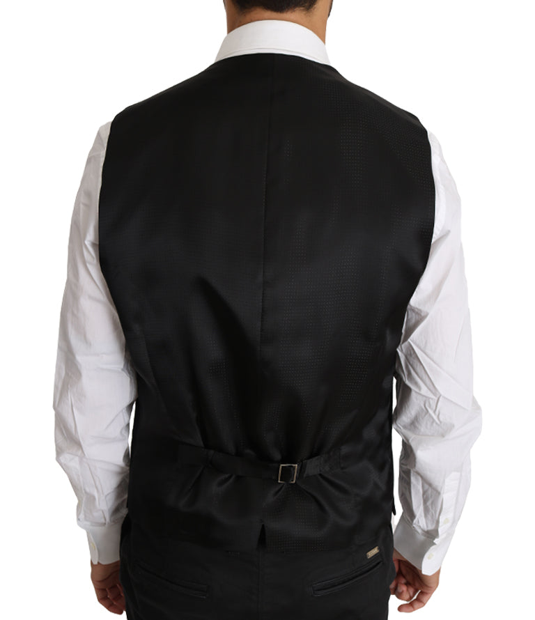 Dolce &amp; Gabbana Elegant grey slim-fit wool and silk vest