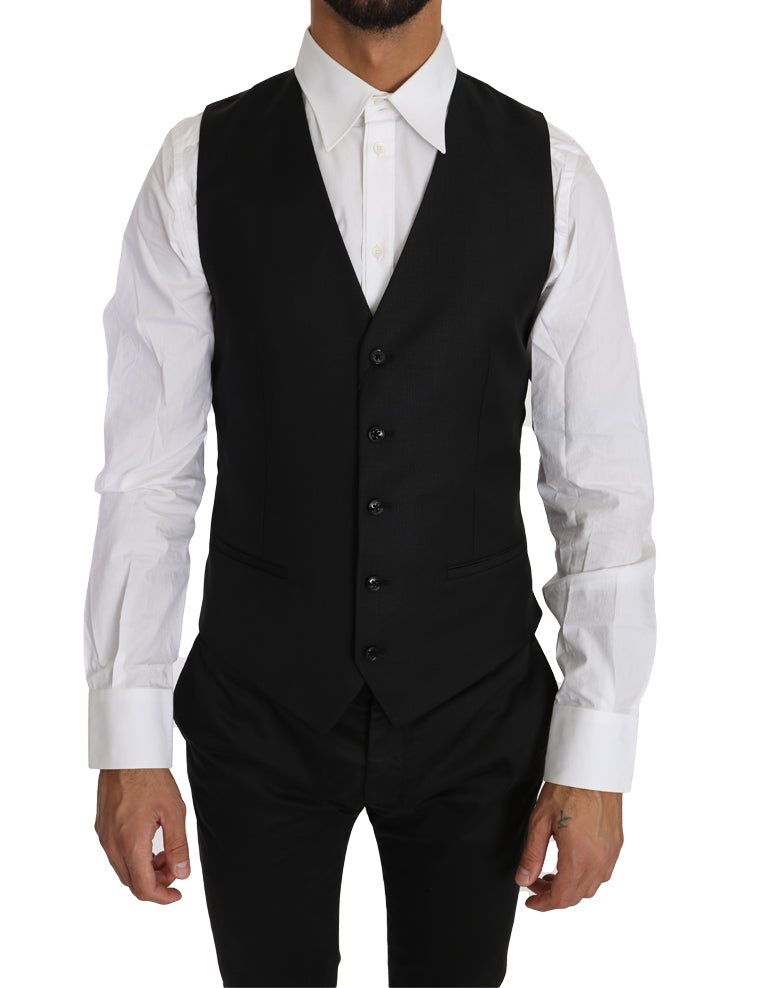 Dolce &amp; Gabbana Formal Wool and Silk Vest in Black