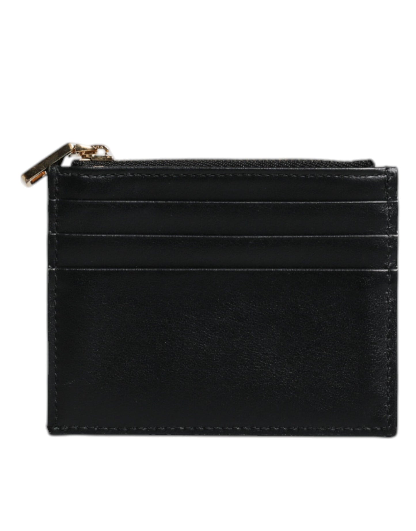 Dolce & Gabbana Schwarzes Leder-Kartenetui DG Logo Zip Wallet