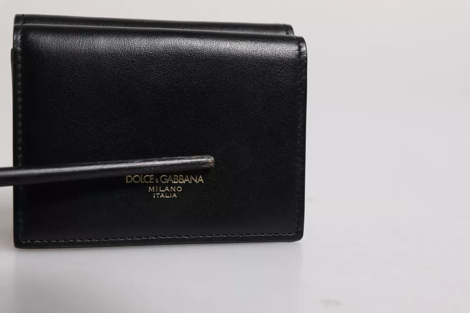 Dolce & Gabbana Schwarzes Leder-Kartenetui mit Logodruck Brieftasche