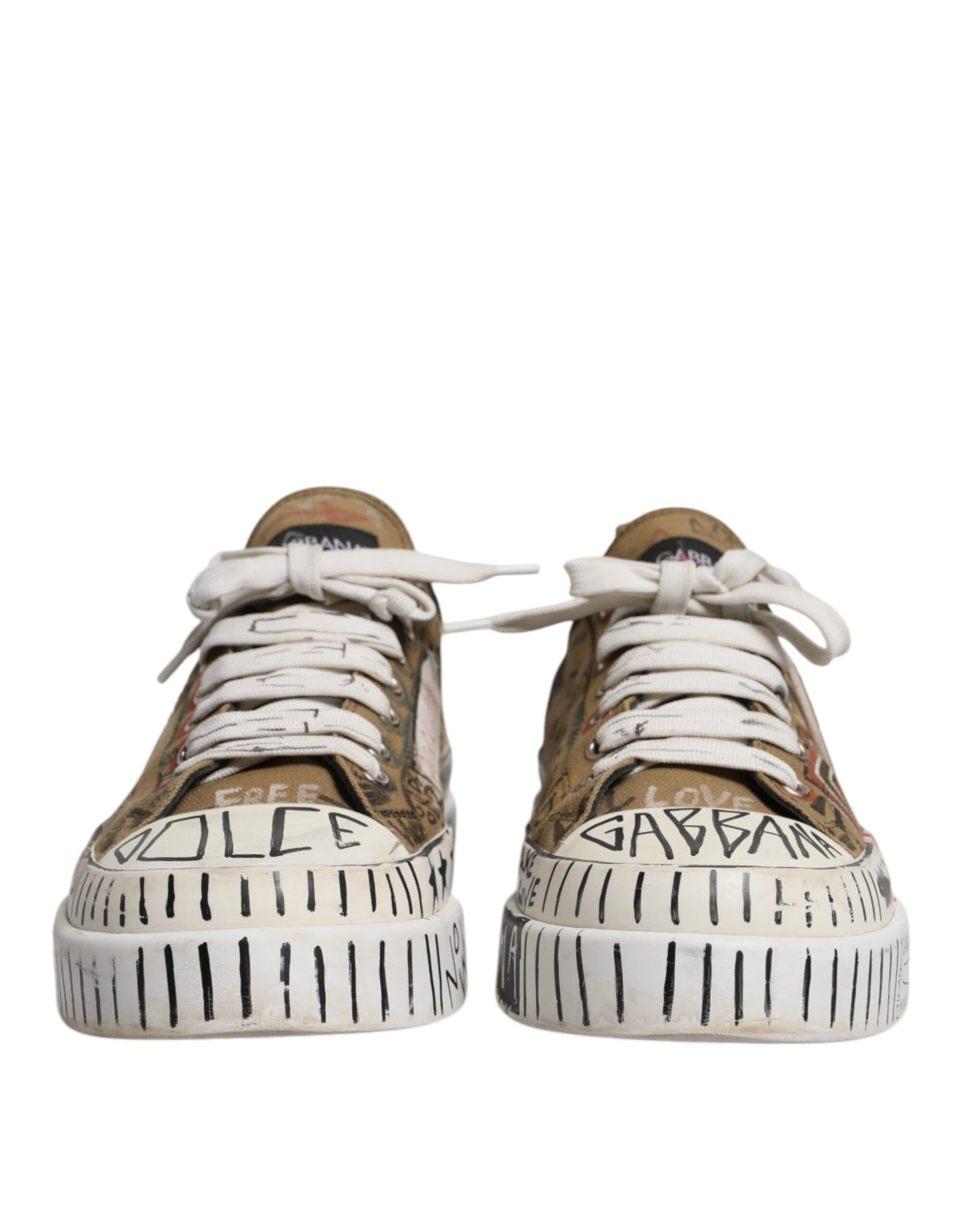 Dolce & Gabbana Braun Canvas Low Top Logo Print Turnschuhe Schuhe