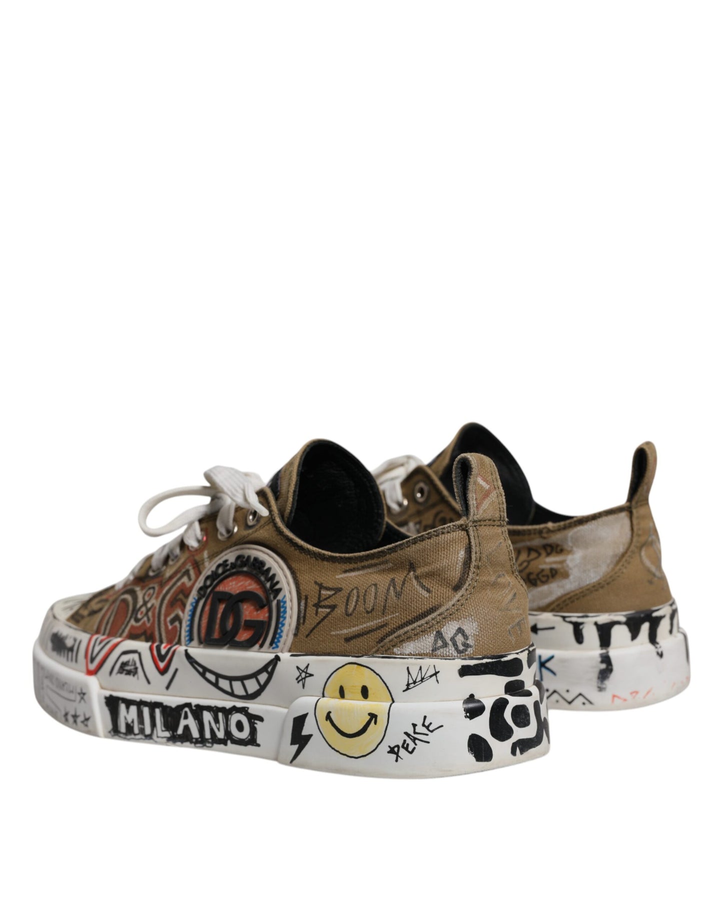 Dolce & Gabbana Braun Canvas Low Top Logo Print Turnschuhe Schuhe