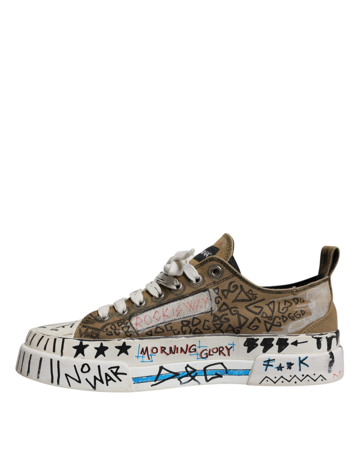 Dolce & Gabbana Braun Canvas Low Top Logo Print Turnschuhe Schuhe