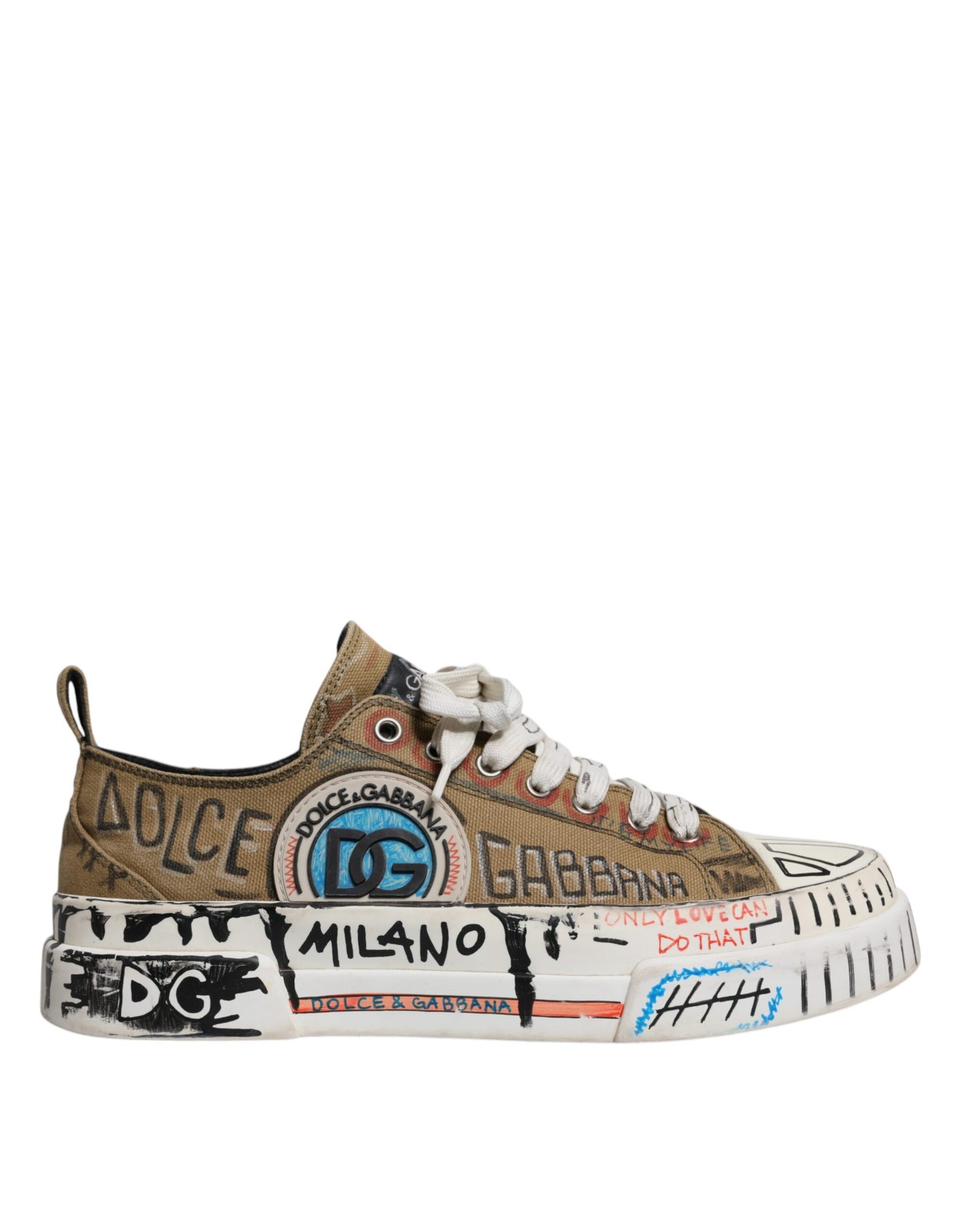 Dolce & Gabbana Braun Canvas Low Top Logo Print Turnschuhe Schuhe