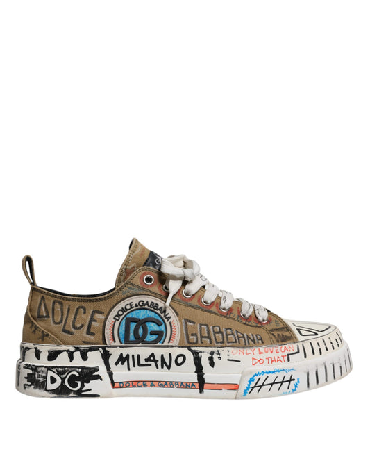 Dolce & Gabbana Braun Canvas Low Top Logo Print Turnschuhe Schuhe