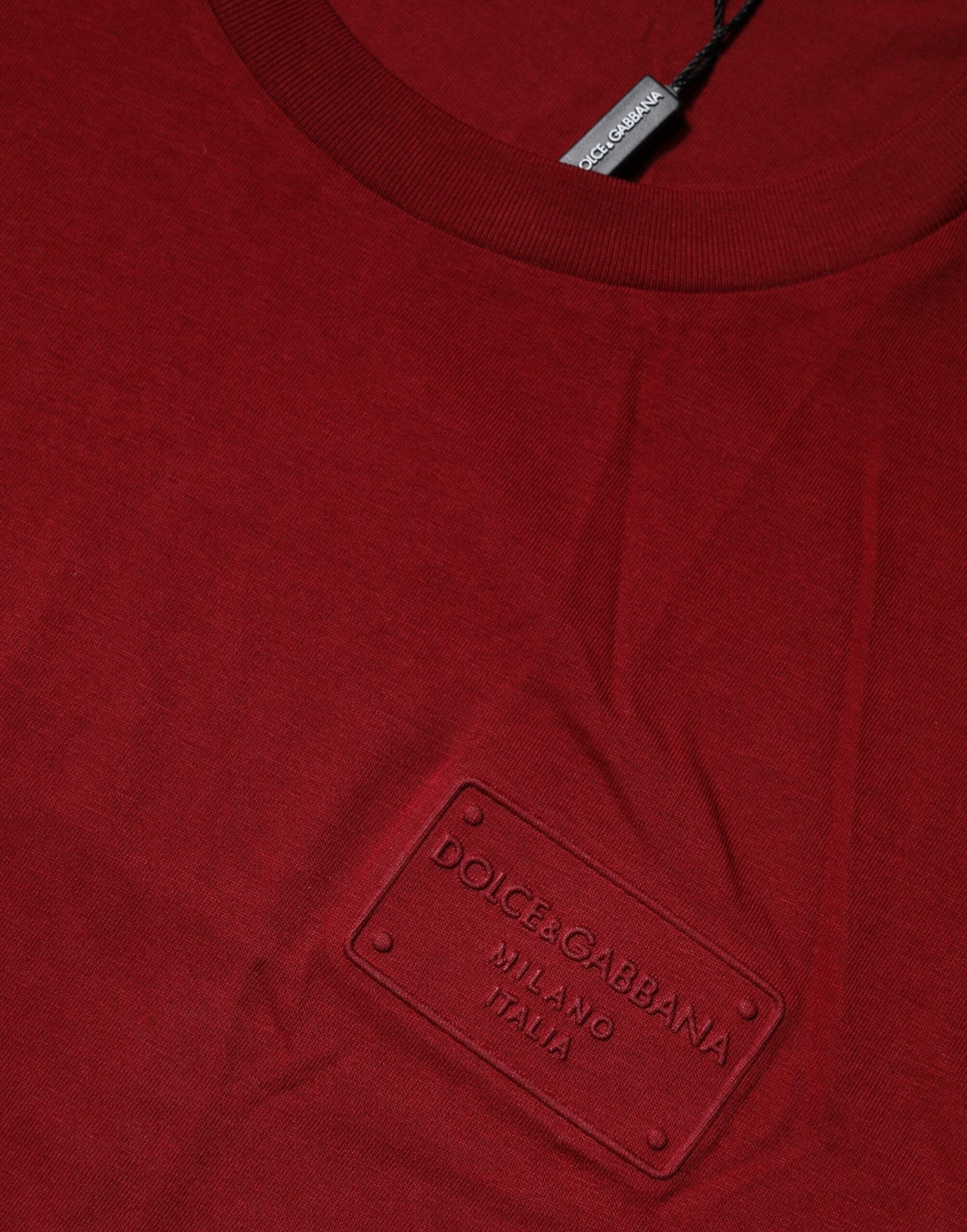 Dolce & Gabbana Maroon Logo Rundhalsausschnitt Kurzarm-T-Shirt