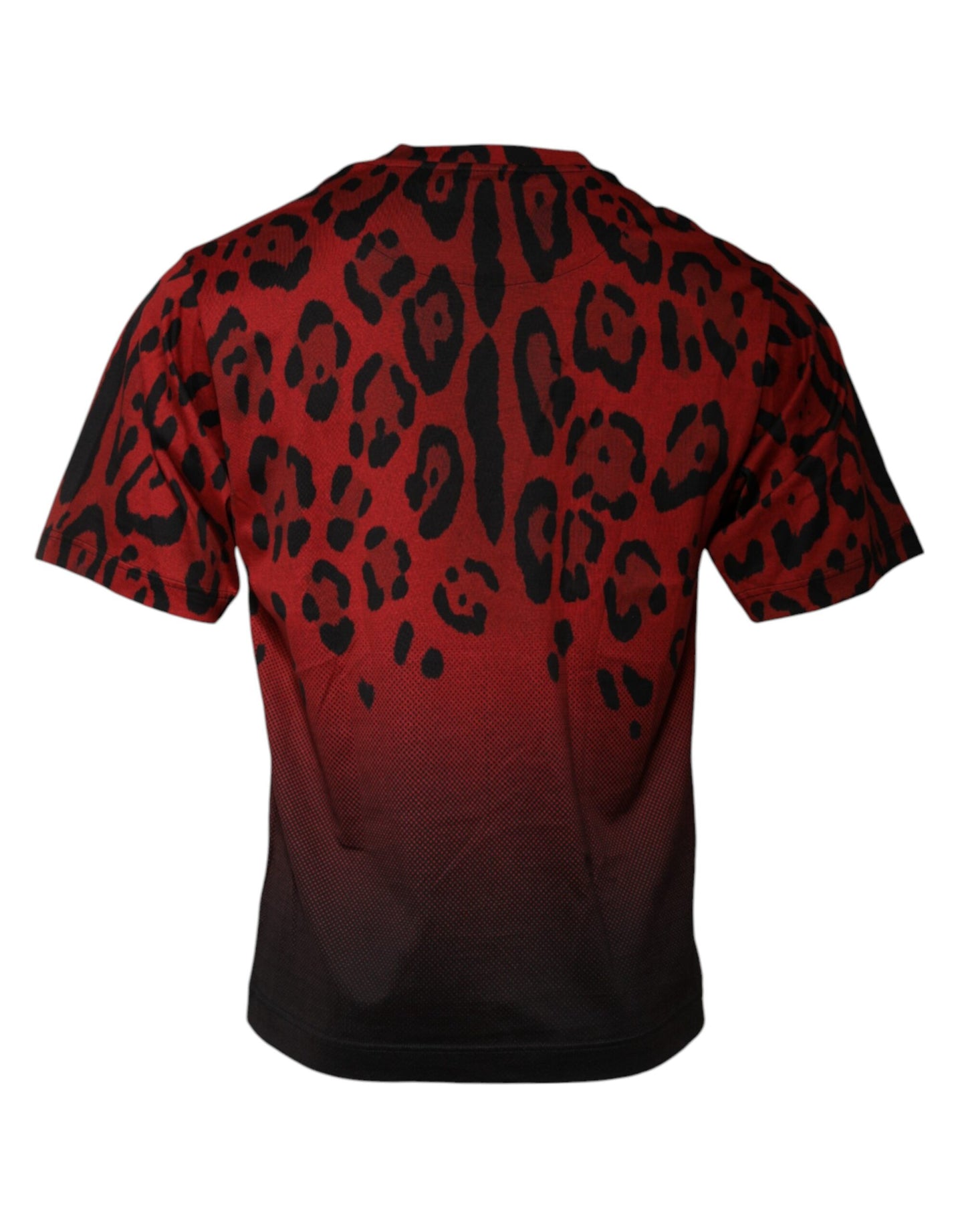 Dolce & Gabbana Rotes Leoparden-T-Shirt mit kurzen Ärmeln aus Baumwolle