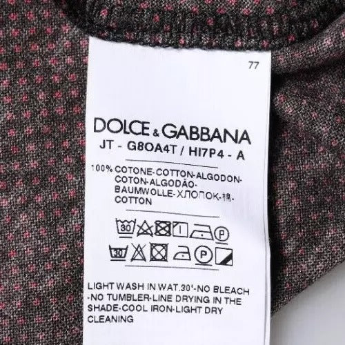 Dolce & Gabbana Rotes Leoparden-T-Shirt mit kurzen Ärmeln aus Baumwolle