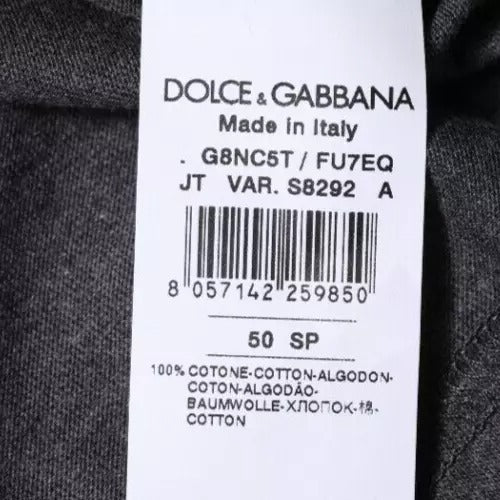 Dolce & Gabbana Dunkelgraues T-Shirt mit Rundhalsausschnitt und kurzen Ärmeln