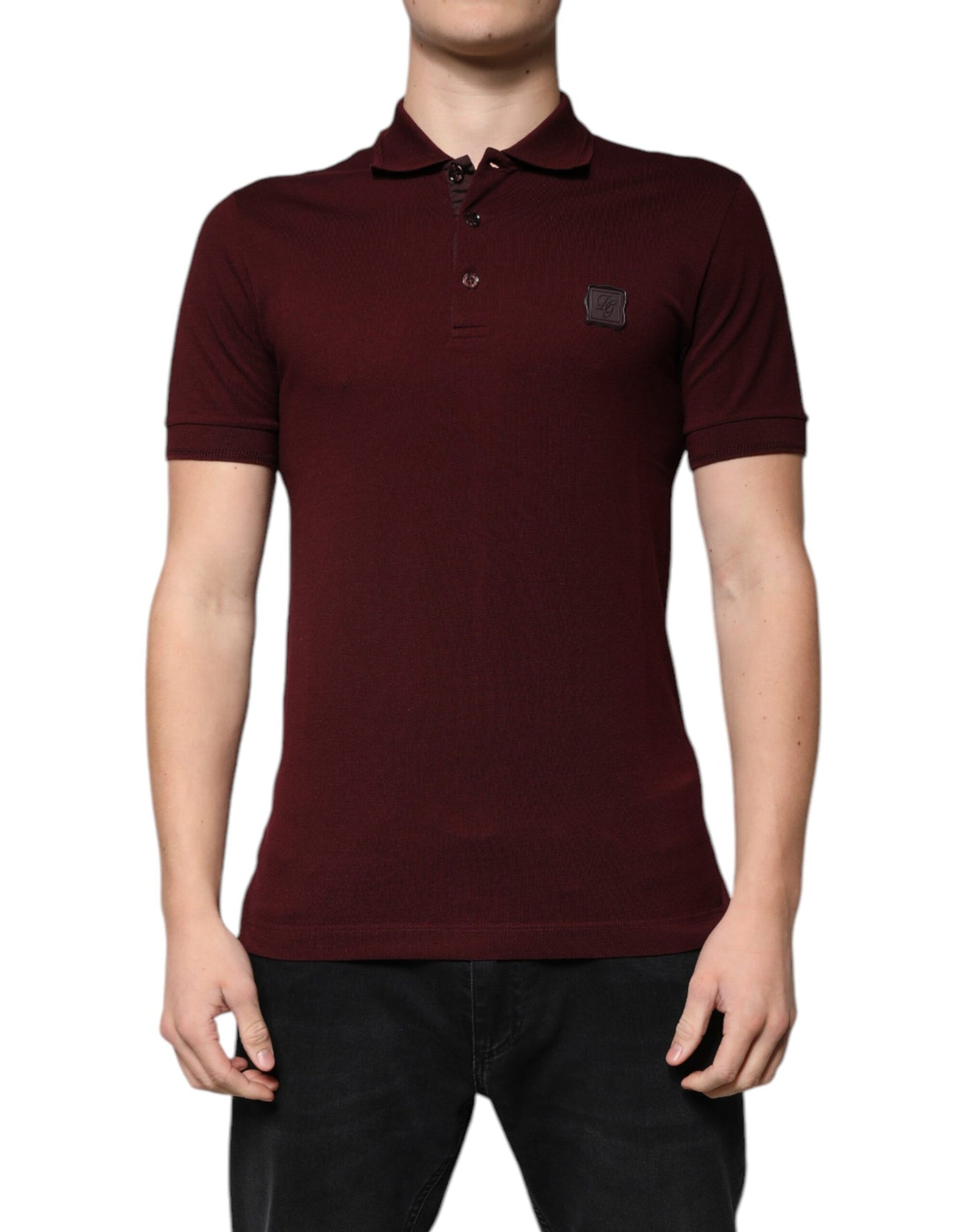 Dolce & Gabbana Kastanienbraunes Polo-T-Shirt mit kurzen Ärmeln und Kragen