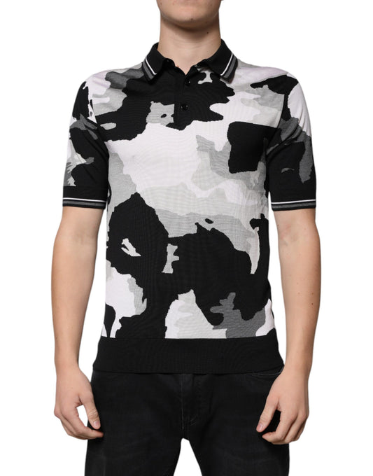 Dolce & Gabbana Multicolor Tarnfarbenes Polo-Shirt mit Kragen