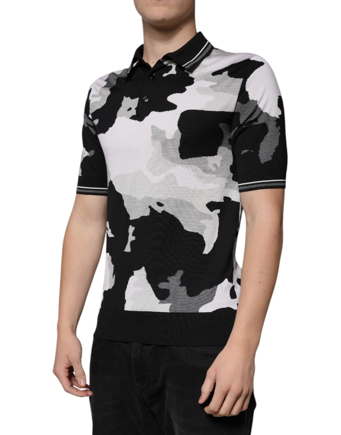 Dolce & Gabbana Multicolor Tarnfarbenes Polo-Shirt mit Kragen