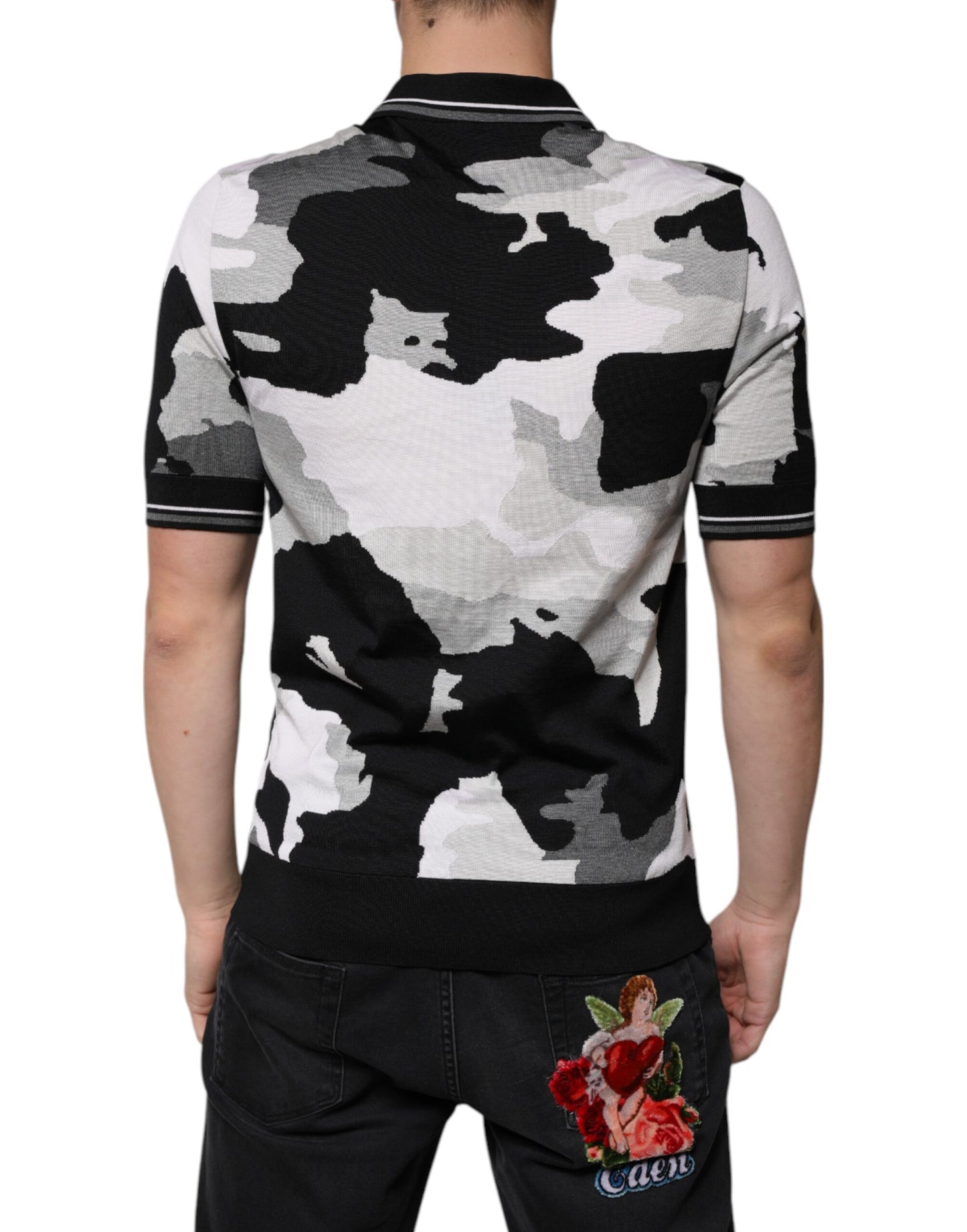 Dolce & Gabbana Multicolor Tarnfarbenes Polo-Shirt mit Kragen