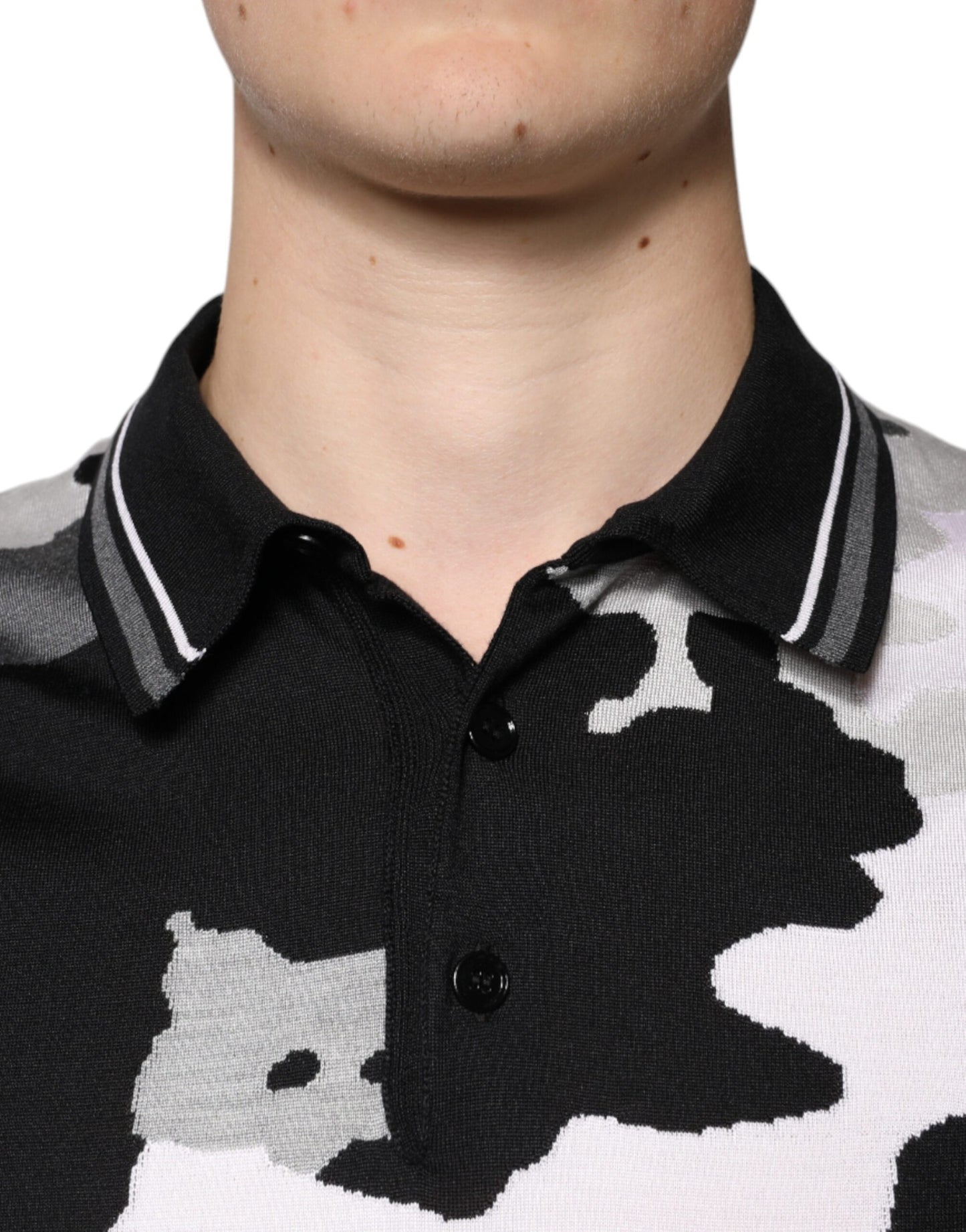 Dolce & Gabbana Multicolor Tarnfarbenes Polo-Shirt mit Kragen