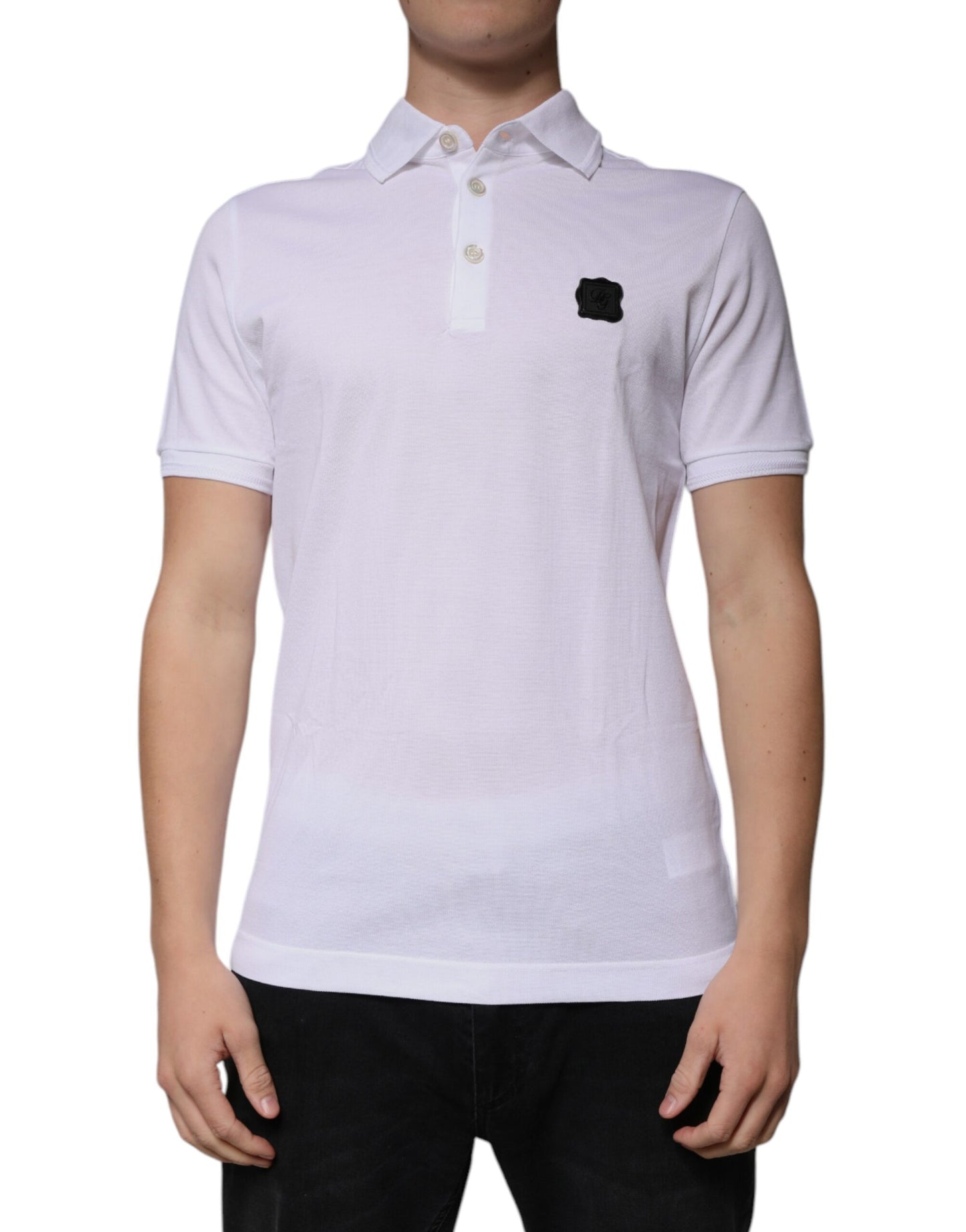 Dolce & Gabbana Weißes Polo-T-Shirt mit kurzen Ärmeln und Kragen