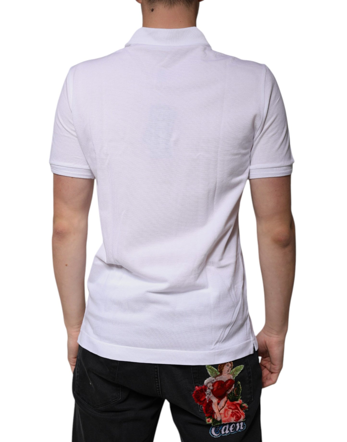 Dolce & Gabbana Weißes Polo-T-Shirt mit kurzen Ärmeln und Kragen