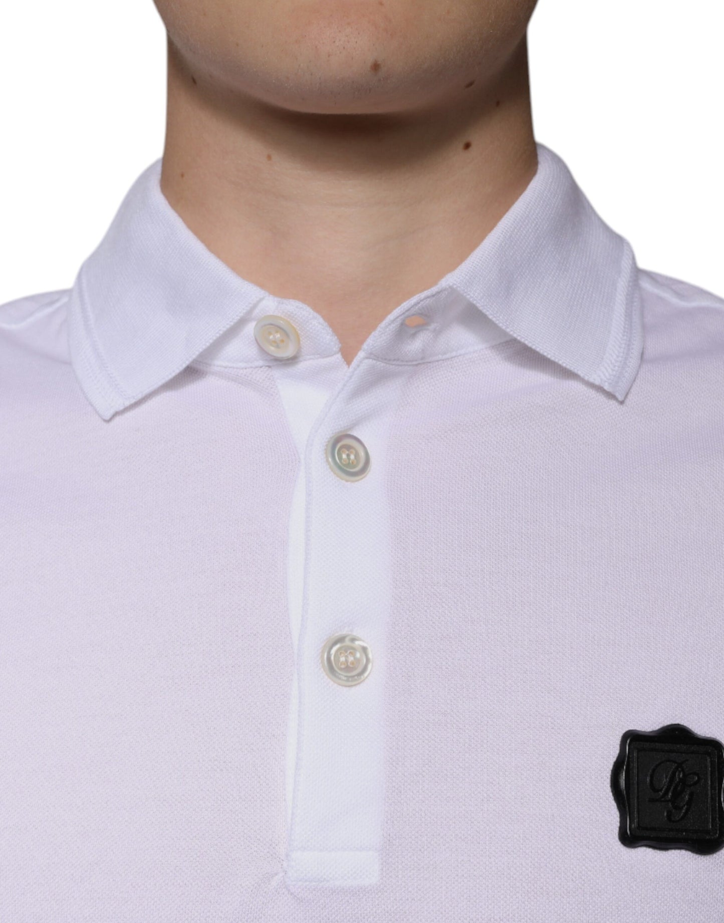 Dolce & Gabbana Weißes Polo-T-Shirt mit kurzen Ärmeln und Kragen