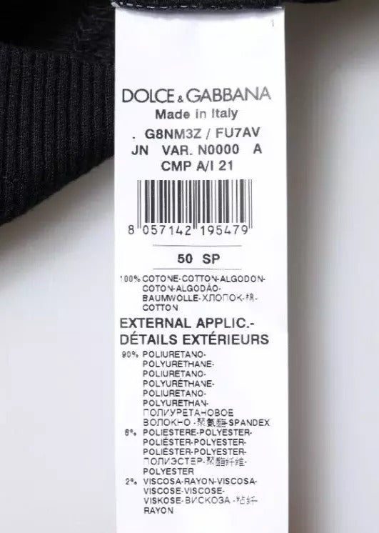 Dolce & Gabbana Schwarzes ärmelloses Baumwoll-Tank-T-Shirt mit Rundhalsausschnitt