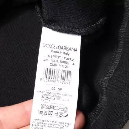 Dolce & Gabbana Schwarzes ärmelloses Baumwoll-Tank-T-Shirt mit Rundhalsausschnitt