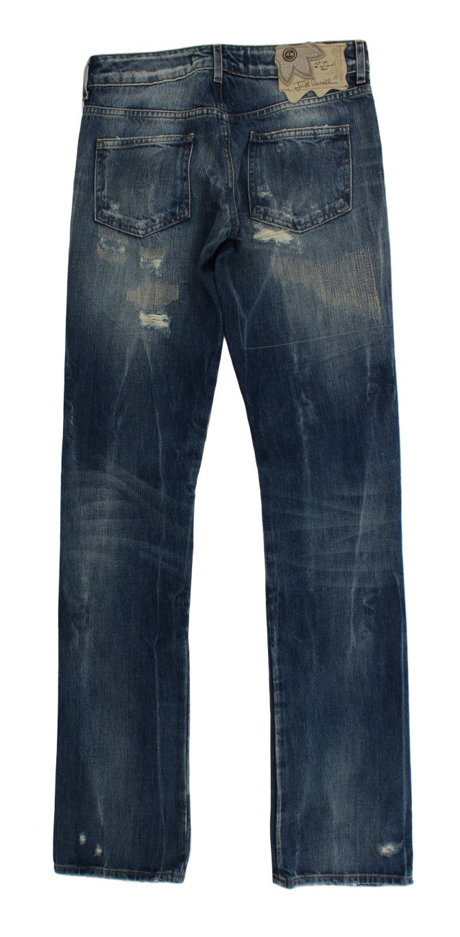 Cavalli Elegante Jeans in Schlaghosenform aus blauem Denim