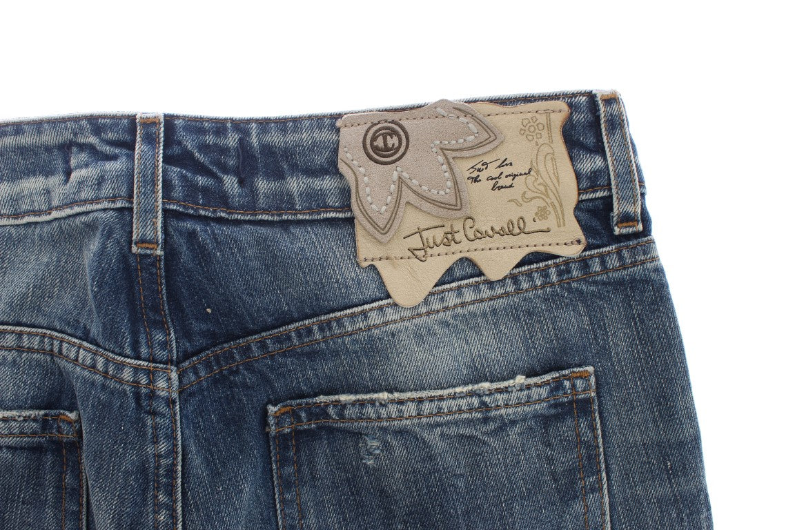 Cavalli Elegante Jeans in Schlaghosenform aus blauem Denim