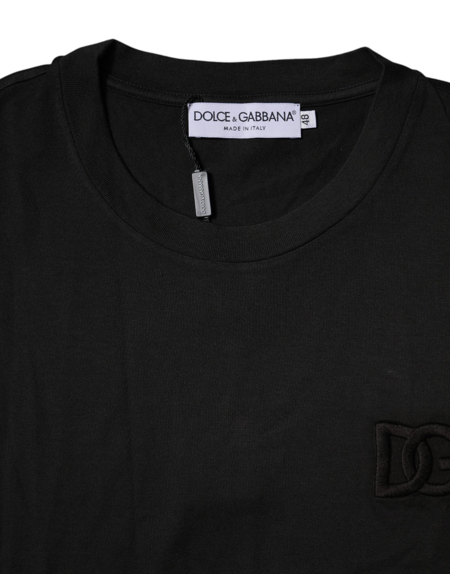 Dolce & Gabbana Schwarzes Baumwoll-T-Shirt mit Rundhalsausschnitt und kurzen Ärmeln