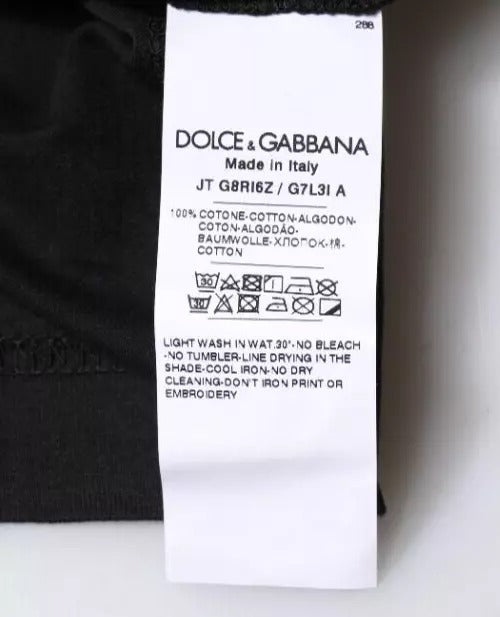 Dolce & Gabbana Schwarzes Baumwoll-T-Shirt mit Rundhalsausschnitt und kurzen Ärmeln